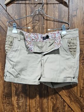 one 5 one Khaki Crochet Pocket Bermuda Shorts